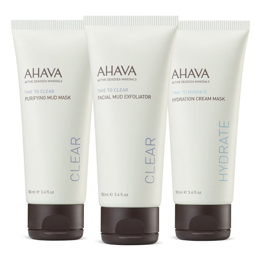 Ahava Skin Care Trio + Free Makeup Bag